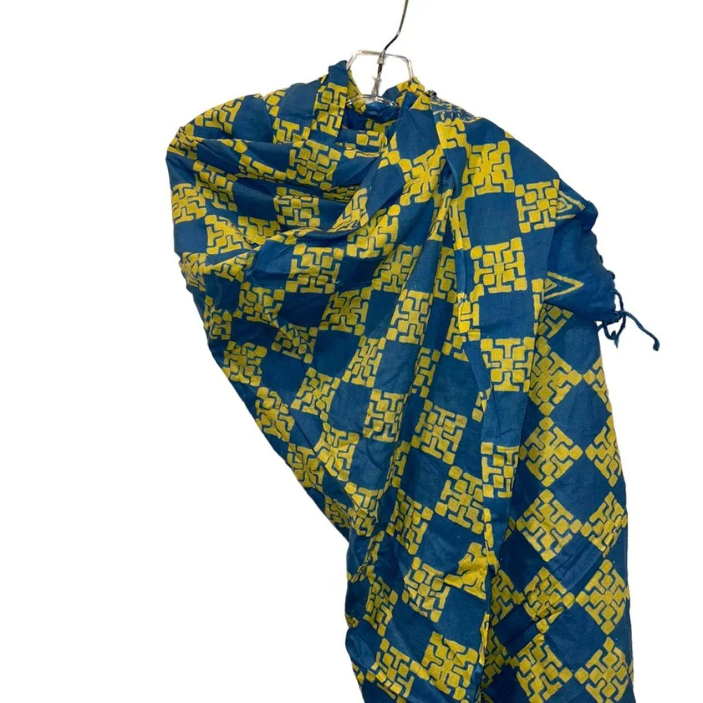 FANTASTIC colors blue yellow butterfly multi print cotton pareo wrap sca…